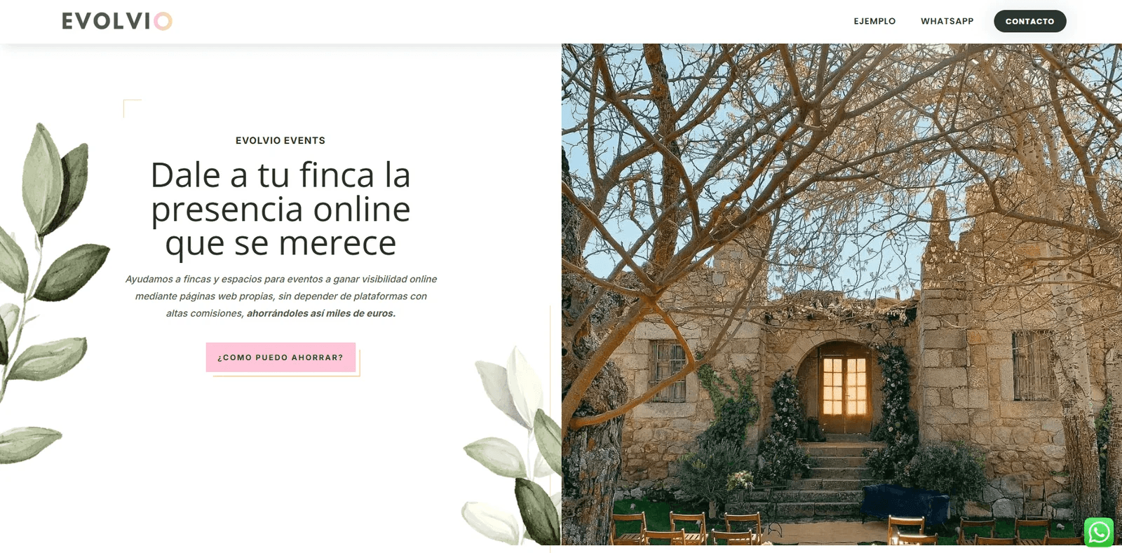 Landing page de Evolvio Events
