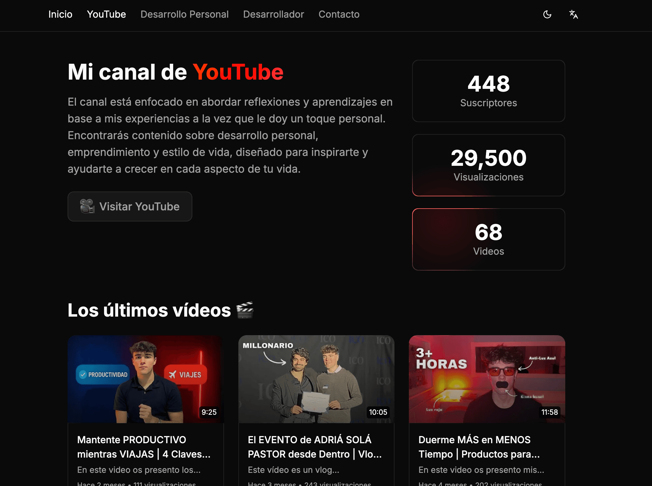 Sección YouTube Hugo Oliva